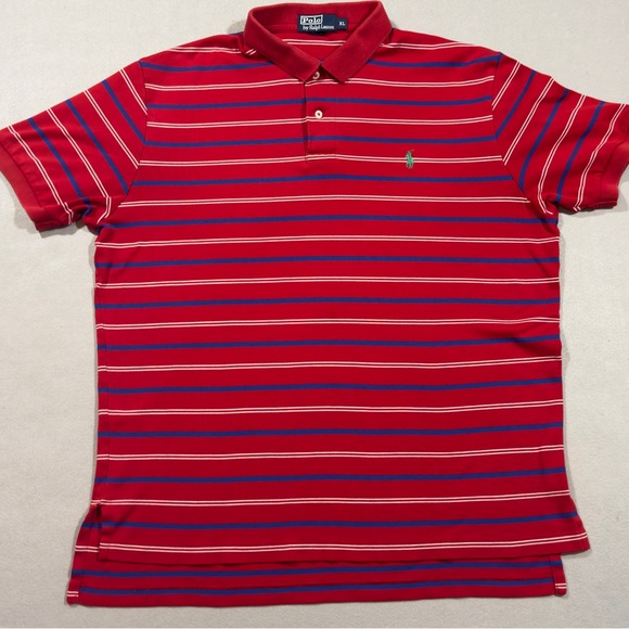 Polo by Ralph Lauren Red Polo with Blue & White Stripes - Picture 4 of 9